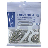 Скрепки 28 мм канцелярские (100шт), пакет с европодвесом