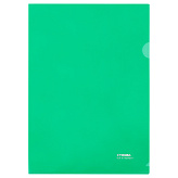 Папка-уголок А4, 180мкм, пластик, прозрачная, зеленая СТАММ