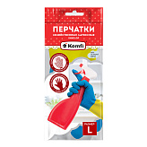 Перчатки латексные хозяйственные БИКОЛОР L белый+красный/ Komfi/144/12 BICOIRA2